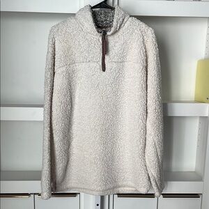 True Grit American Outdoor Co 1/4 Zip Sherpa Pullovet Sz Small Ivory